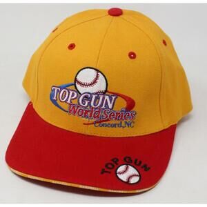Top Gun World Series Concord NC Baseball Cap Hat Yellow Red Adjustable New